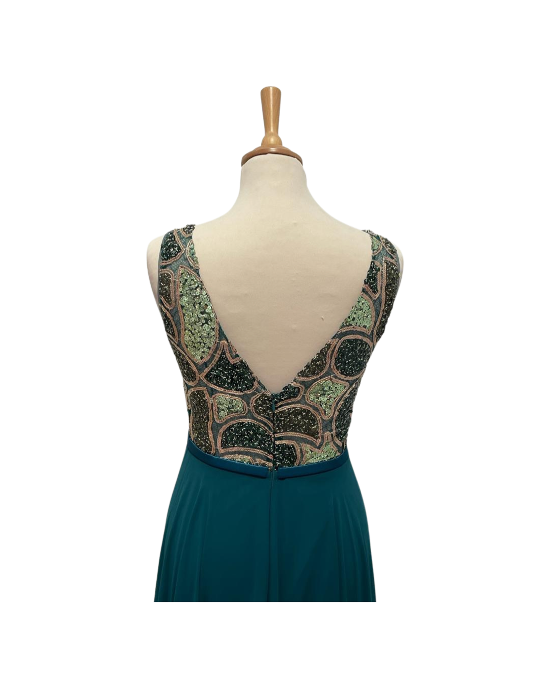 Robe MONACO Bleu Vert Sapin Dorée