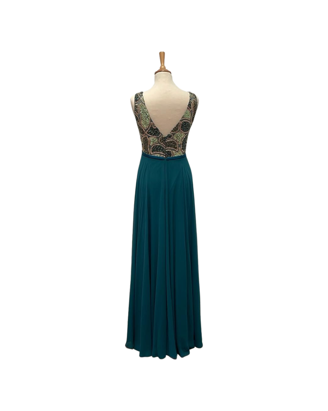 Robe MONACO Bleu Vert Sapin Dorée