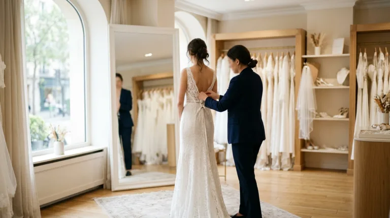 Essayer sa robe de mariée en salon